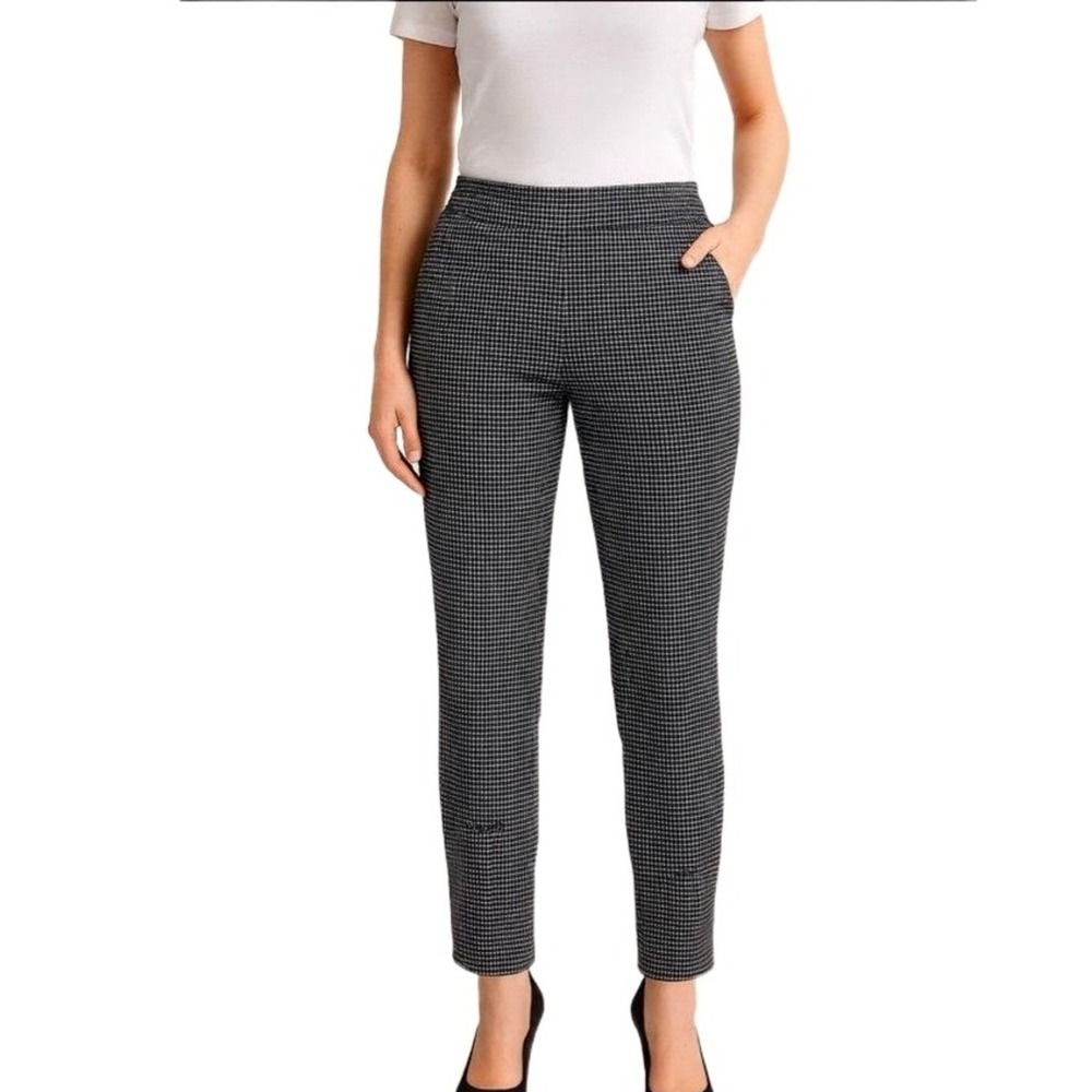 Hilary Radley Pants Womans 10 Black‎ & White Check Slim Fit Ankle Office
